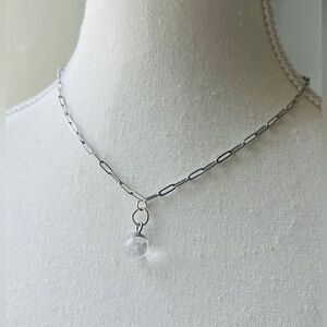 Crystal Quartz on a Stainless steel paperclip Chain